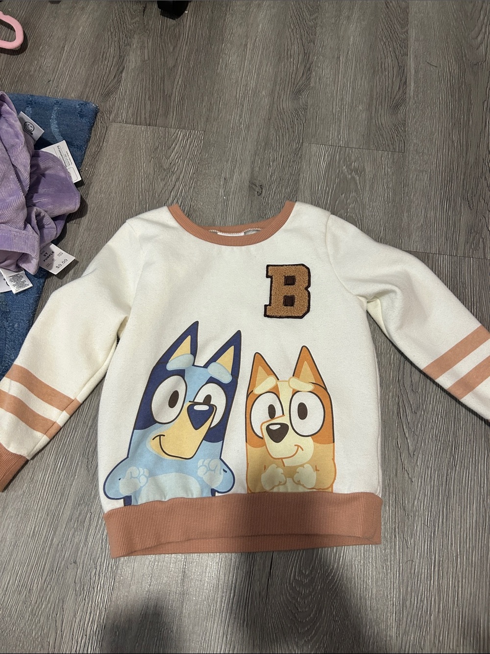 Bluey Kids' Cream Sweatshirt with Blue and Tan Characters